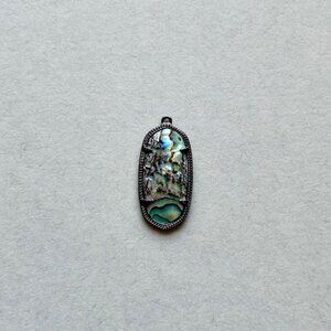 Kendra Scott Rae Abalone Pendant Charm Gunmetal 1.5"